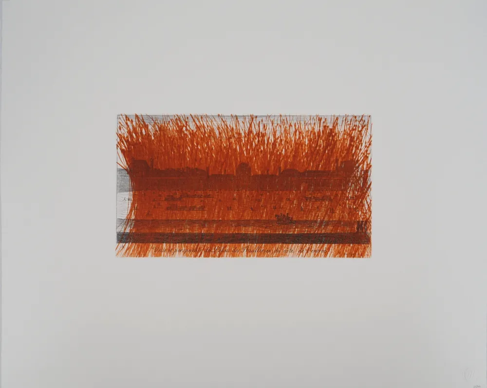 Гравюра Rainer - Paris, Louvre et Jardin des Tuileries