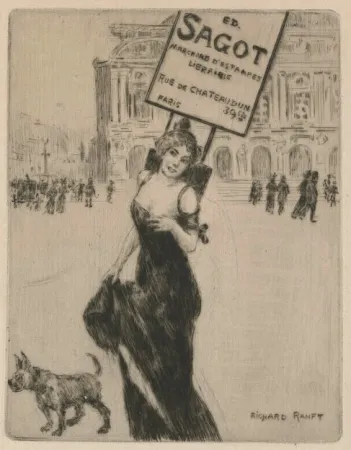 Гравюра Ranft - Business card of print dealer Edmond Sagot