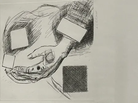 Гравюра Raveel - Hand en bevierkante kop