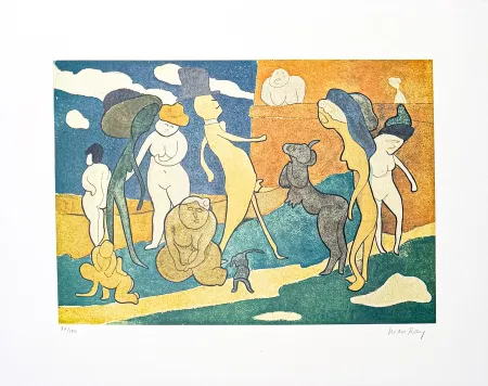 Литография Ray - Man Ray (1890–1976) - Premier Promenade - color lithograph on paper - 1960