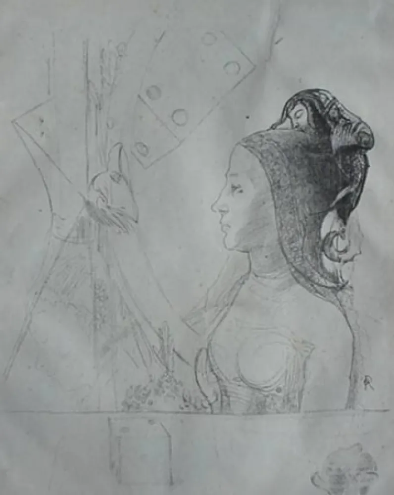 Литография Redon - Planche d'essai 