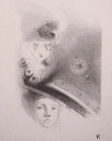 Литография Redon - Tete d'enfant, de face....