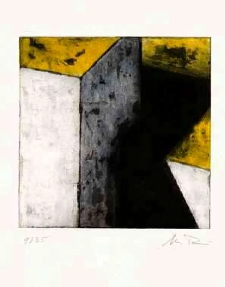 Офорт Rein - Ohne Titel (weiß, blau, gelb, schwarz)   