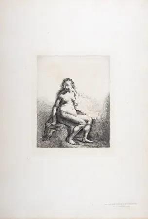 Фототипия Rembrandt - Femme nue assise sur une butte