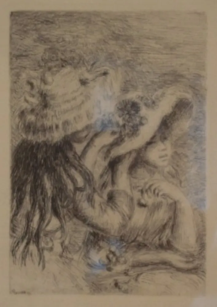 Гравюра Renoir - Le Chapeau Épinglé. La Fille de Berthe Morisot et sa Cousine.