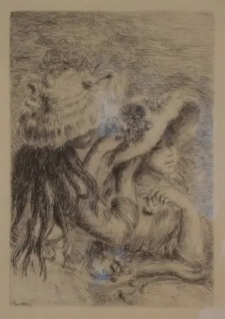 Гравюра Renoir - Le Chapeau Épinglé. La Fille de Berthe Morisot et sa Cousine.