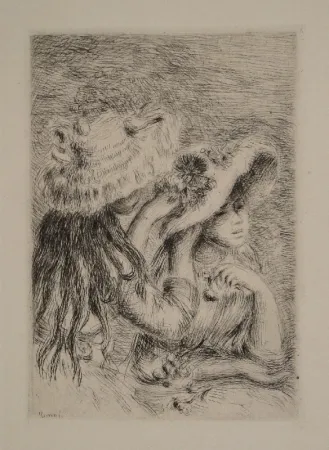 Гравюра Renoir - Le Chapeau Épinglé. La Fille de Berthe Morisot et sa Cousine