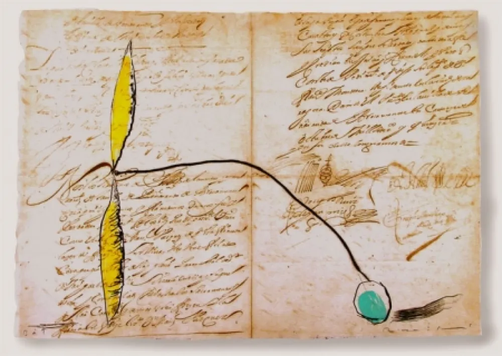 Офорт И Аквитанта Riera I Arago - Airplane with Yellow Propeller