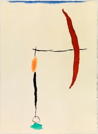 Гравюра Riera I Aragó - Avión en ángulo con amarillo 