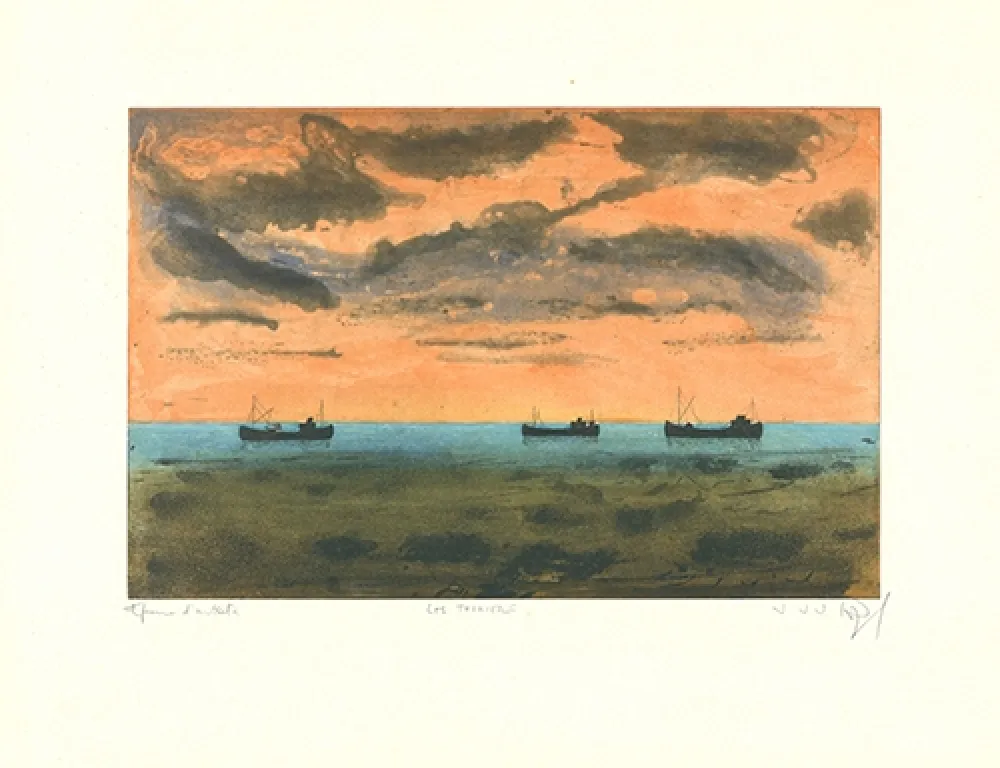 Офорт И Аквитанта Rigal J.j.j. - Thonniers au large de Rosas