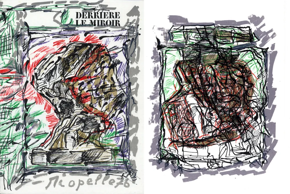 Иллюстрированная Книга Riopelle - Derrière le Miroir n° 218. RIOPELLE. 4 LITHOGRAPHIES ORIGINALES. Mars 1976.