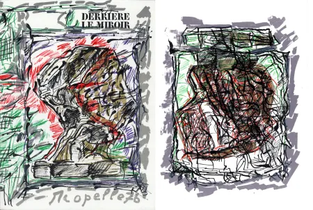 Иллюстрированная Книга Riopelle - Derrière le Miroir n° 218. RIOPELLE. 4 LITHOGRAPHIES ORIGINALES. Mars 1976.