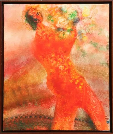 Литография Ripolles - Untitled - Figure with Flowers