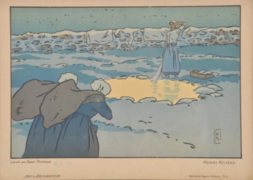 Литография Riviere - Lavoir au Haut-Trestraou