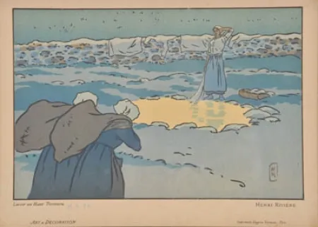 Литография Riviere - Lavoir au Haut-Trestraou