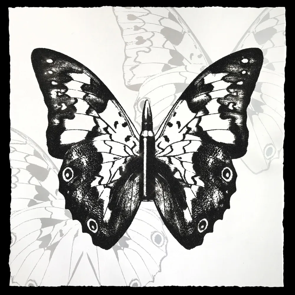 Сериграфия Robierb - Black Butterfly on White