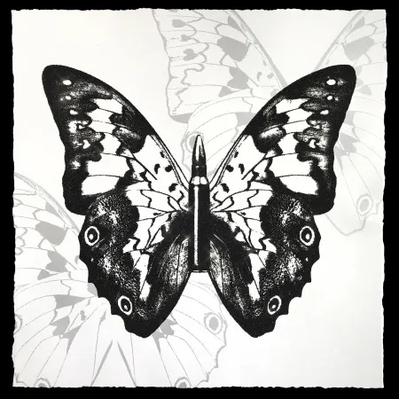 Сериграфия Robierb - Black Butterfly on White