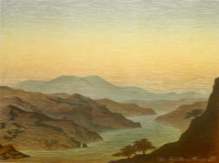 Литография Rodrigo - E come arivi grandi si convenne ver lo fiumerea