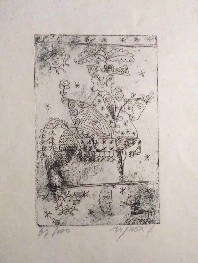 Офорт И Аквитанта Rognoni - Auguri di Natale 1960