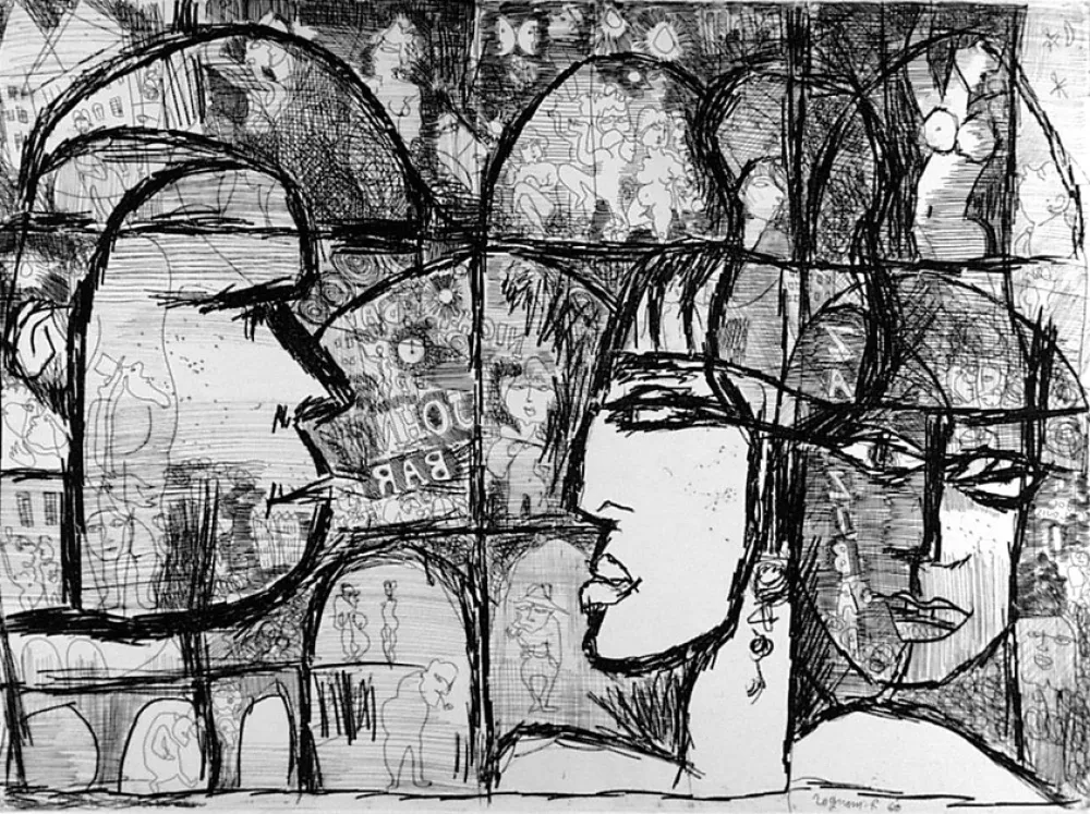 Офорт Rognoni - Genova, via Gramsci