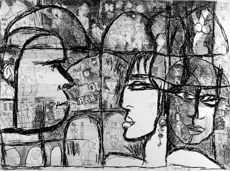 Офорт Rognoni - Genova, via Gramsci