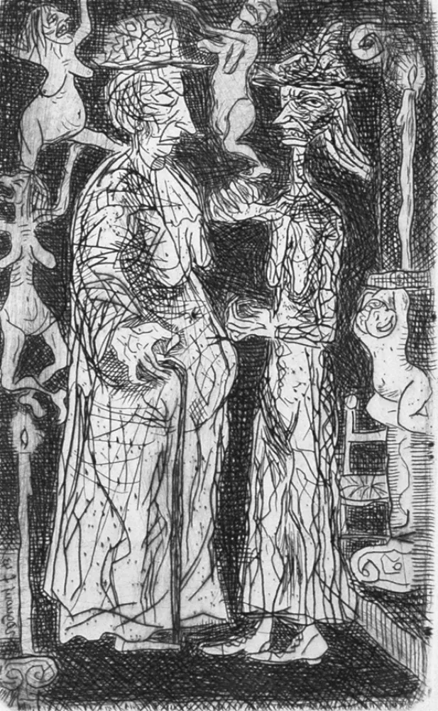 Гравюра Сухой Иглой Rognoni - Le beghine