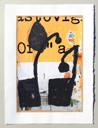 Сериграфия Rotella - Mirò in nero