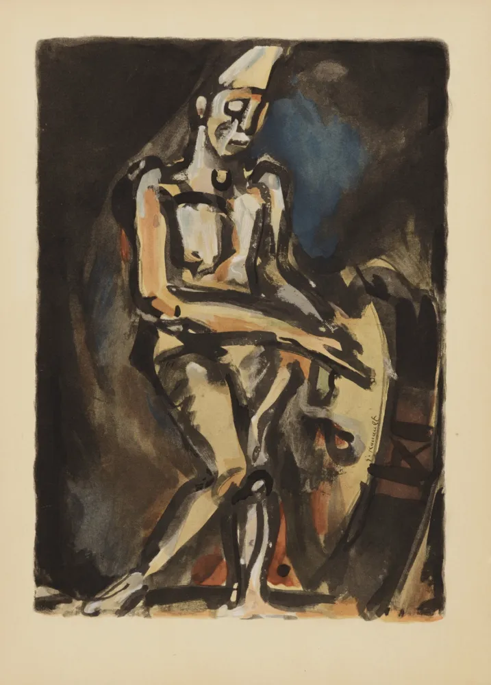 Литография Rouault (After) - Le Clown Musicien (1938), 1959