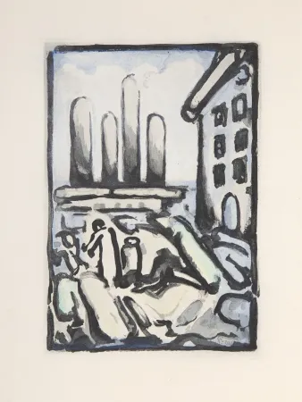 Офорт И Аквитанта Rouault - Christ Au Faubourg