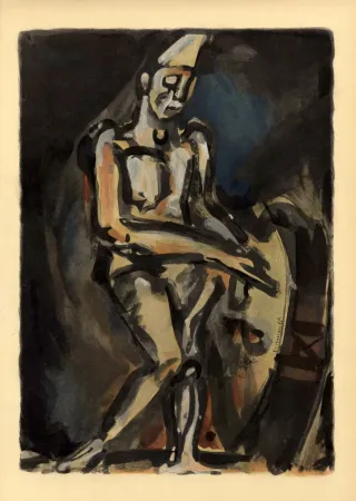 Трафарет Rouault - Le Clown Musicien (1938) de l'album : Douze Contemporains par J. Lassaigne (1959)