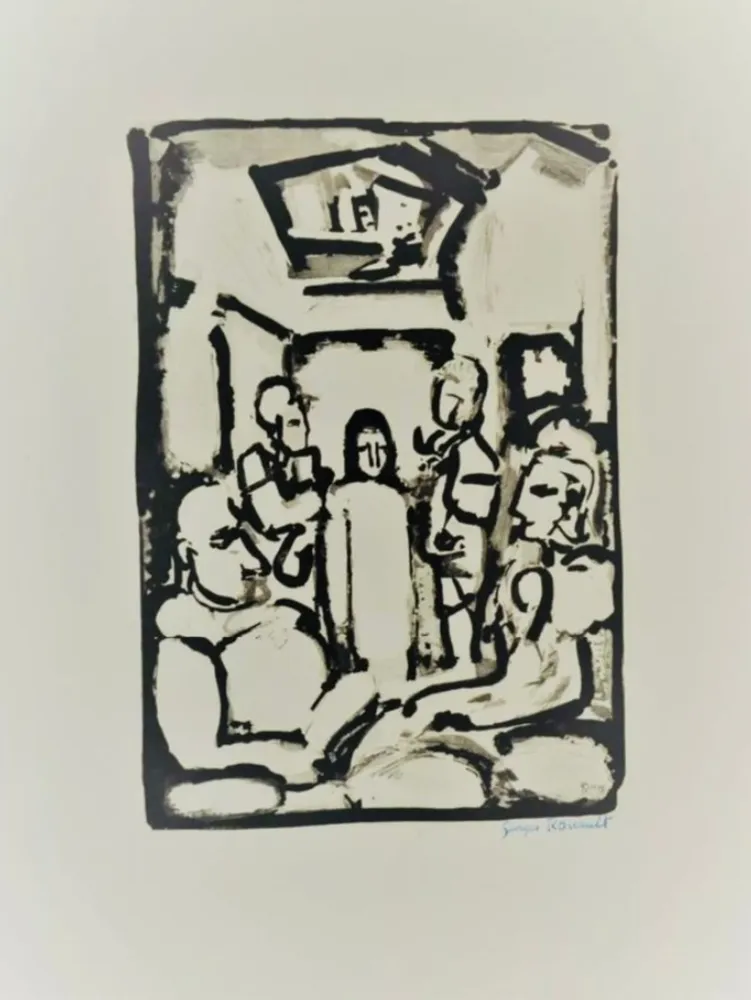 Офорт И Аквитанта Rouault - Passion W.345 Christ Et Les Exegetes