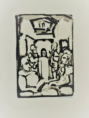 Офорт И Аквитанта Rouault - Passion W.345 Christ Et Les Exegetes