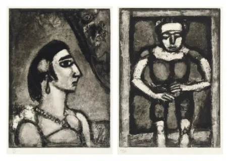 Офорт И Аквитанта Rouault - Quatorze planches gravées pour Les fleurs du mal