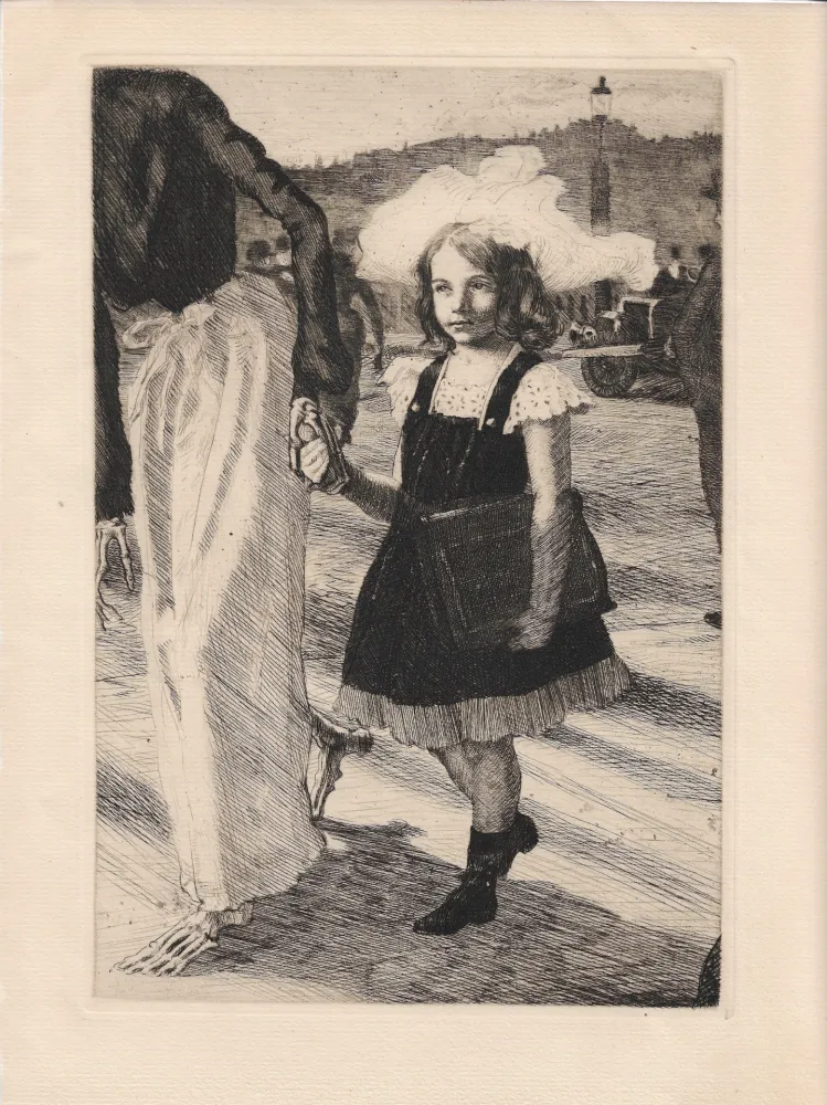 Гравюра Roux - L'enfant et la mort