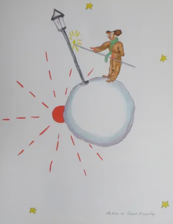 Литография Saint-Exupéry - L 'allumeur de réverbéres