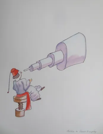 Литография Saint-Exupéry - L'astronome