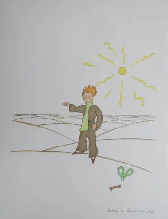 Литография Saint-Exupéry - Le petit prince dans le désert