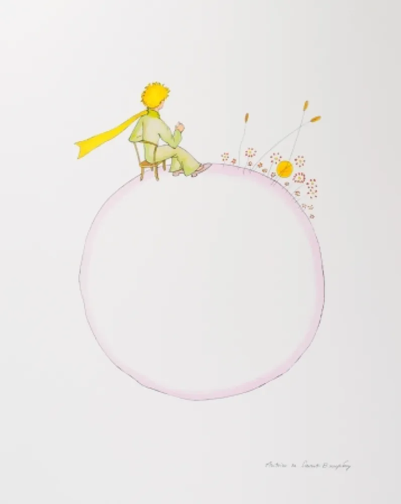 Литография Saint-Exupéry - Le Petit Prince et le coucher de soleil