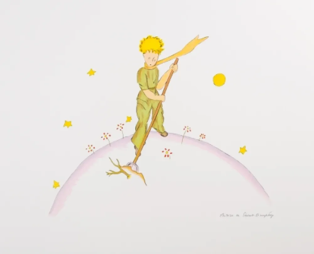 Литография Saint-Exupéry - Le Petit Prince sur sa planète