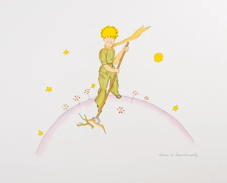 Литография Saint-Exupéry - Le Petit Prince sur sa planète