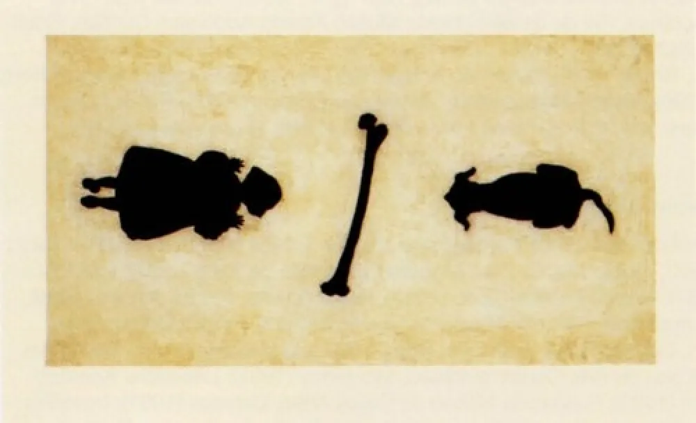 Гравюра Santibañez - La niña y el perro