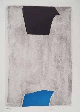 Литография Santomaso - Composition en Bleu et Noir 