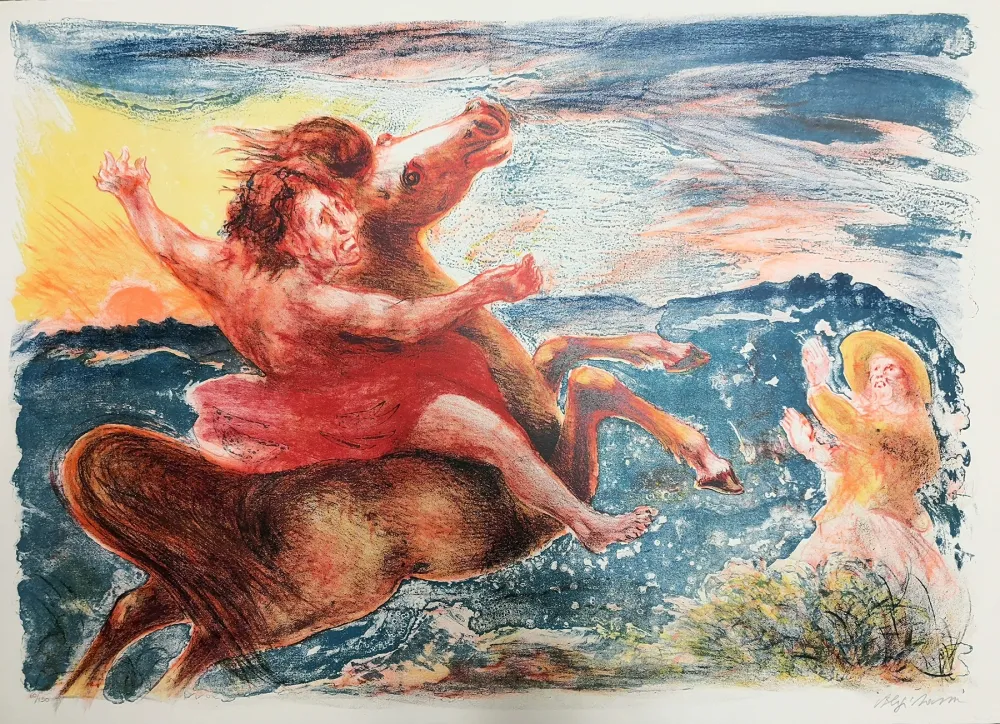 Литография Sassu - Fuga dalla peste