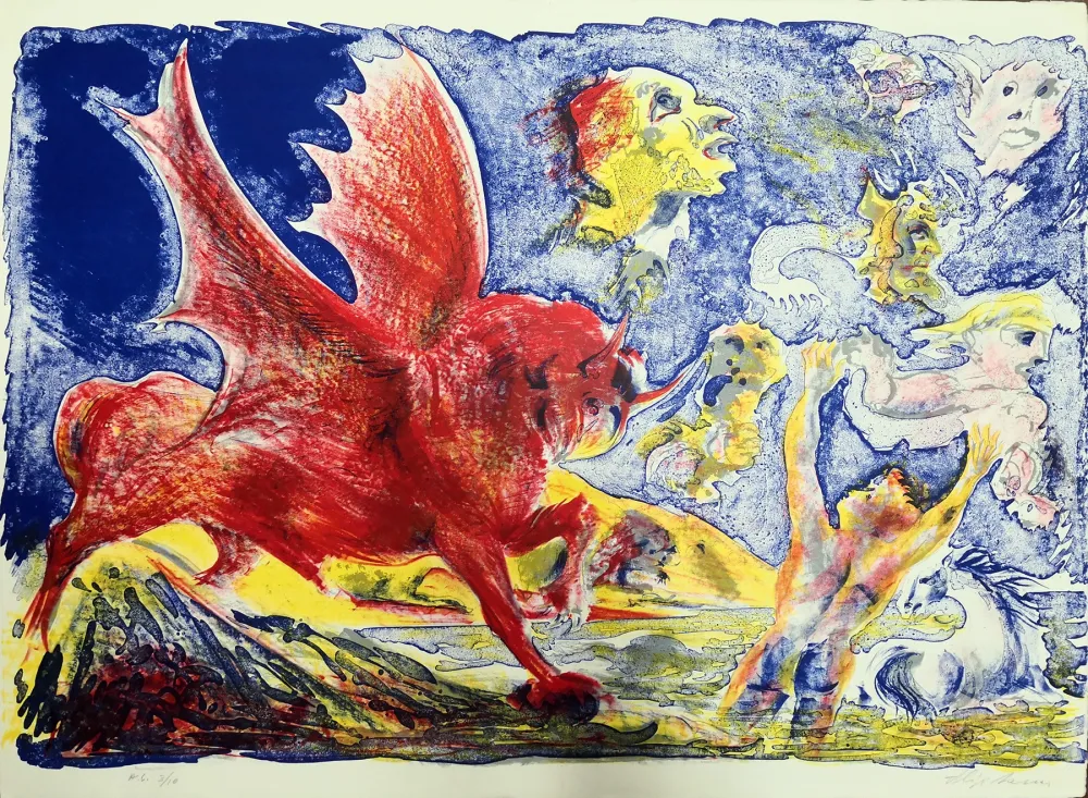 Литография Sassu - Le chimere