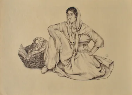 Гравюра Sauer - Gitane assise