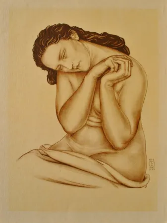 Гравюра Sauer - Modèle à la tête penchée