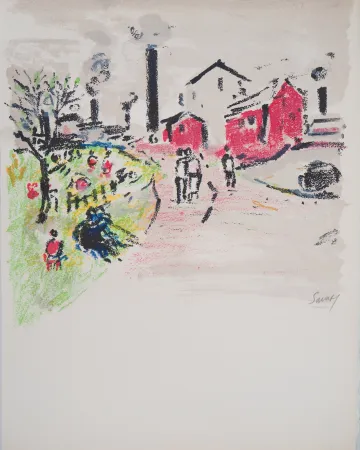 Литография Savary - Paris, La friche à Montmartre