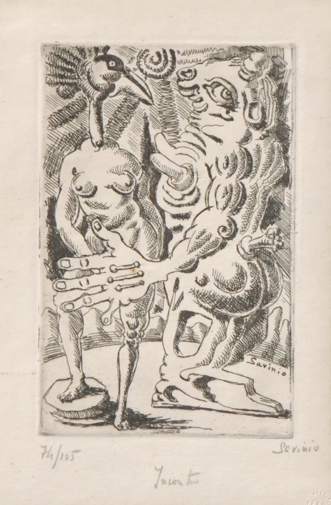 Офорт Savinio - Incontro