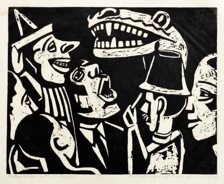 Гравюра На Дереве Scheele - Leute vergnügen sich mit Puppen (People having fun with puppets)