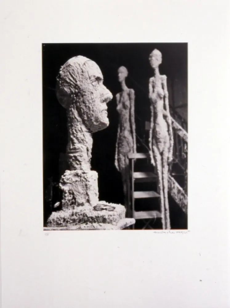 Литография Scheidegger - Grande tête en plâtre